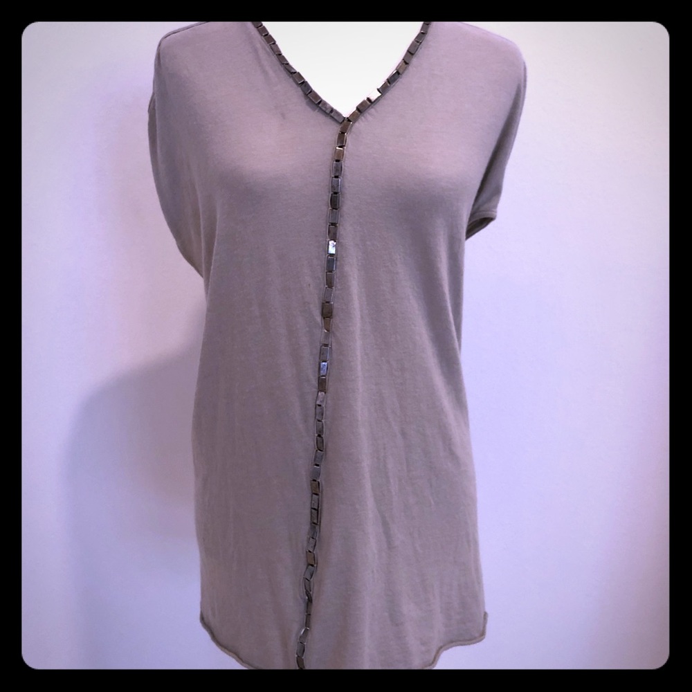 RICK OWENS  distressed metal accents tshirt